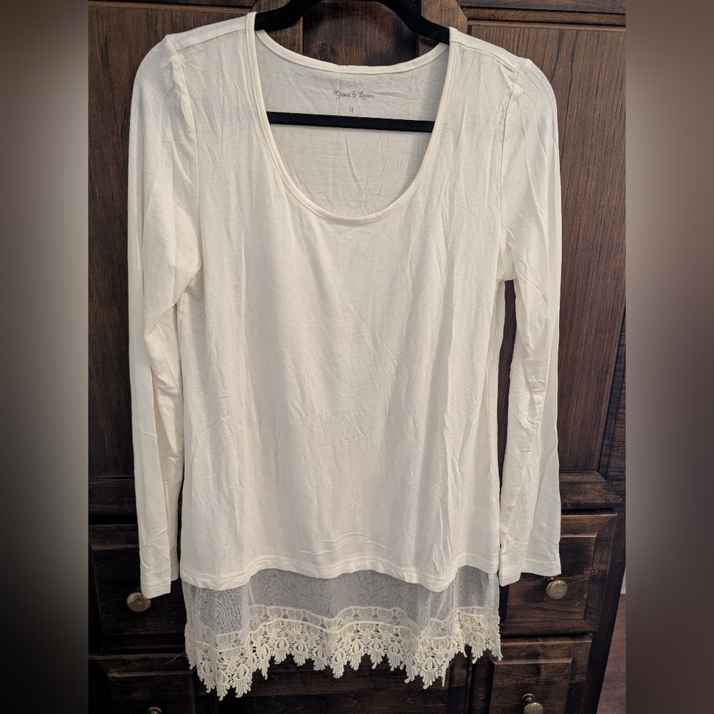 G&L Ivory Long Sleeved Lace Top Extender